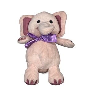 First & Main Pink Elephant Plush 10" Stuffed Animal Toy Purple Bow 2014